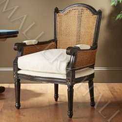 French cane back accent chair black