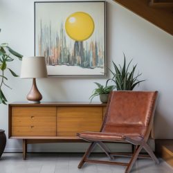 Leather Side Chair Teak Frame Room