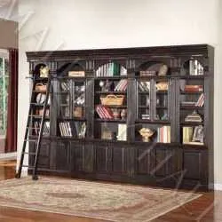 Roman Library Bookself with Ladder and Glass Doors