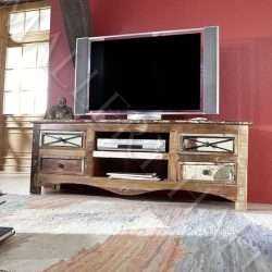 Two Shelf Reclaimed Hardwood Television Base Room