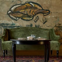 Valentina Elegance Dining Settee Bench Emerald Room Detail