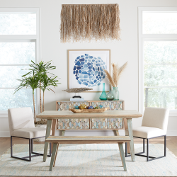 pastel teak dining room