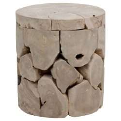 Teak Slab Puzzle Side Table Pickle Finish