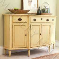 Curved Mahogany Sideboard with Four Doors Brûlée Finish