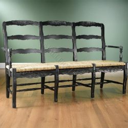 Maison de Fleur Three Seater Bench with Rush Seat-2