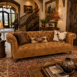 Custom Curved Top Grain Tufted Leather Sofa Two Sizes-0