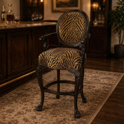Oval Back Carved Rococo Gothic Barstool