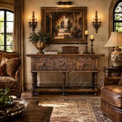 Spanish Reproduction Console Hand Carved Extra Long