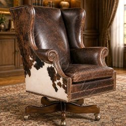 Cow Hide Brown Leather Office Club Chair-02