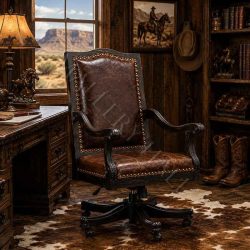 Custom Ebony Embossed Leather Executive Swivel Chair-00