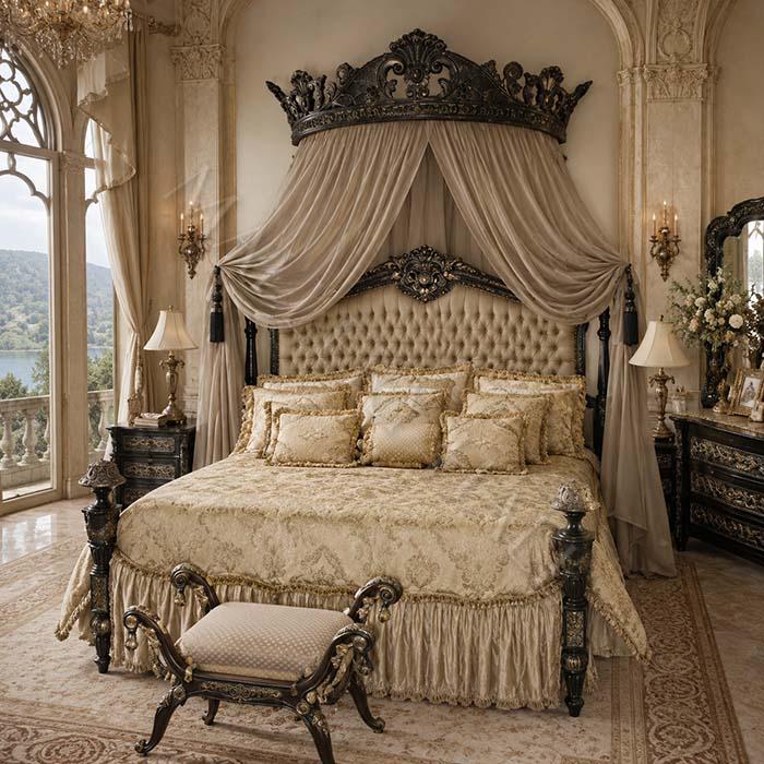 Queen Nefertari Opulent Baroque Bed Crown Canopy-0 Queen Nefertari Opulent Baroque Bed Crown Canopy-0
