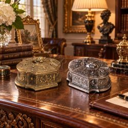 Desk Top Accessory Brass Storage Box-00