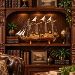 Handcrafted Teak Wood Schooner Boat Model -05