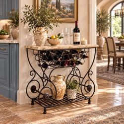 Wrought Iron Wine Table Caddy Stand-000